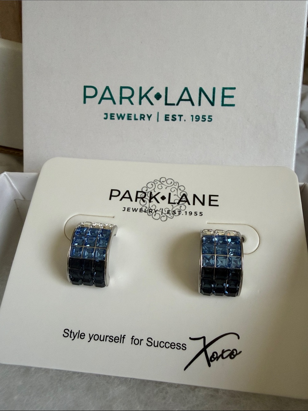 Park Lane Two-Tone Blue Crystal Huggie Earrings
